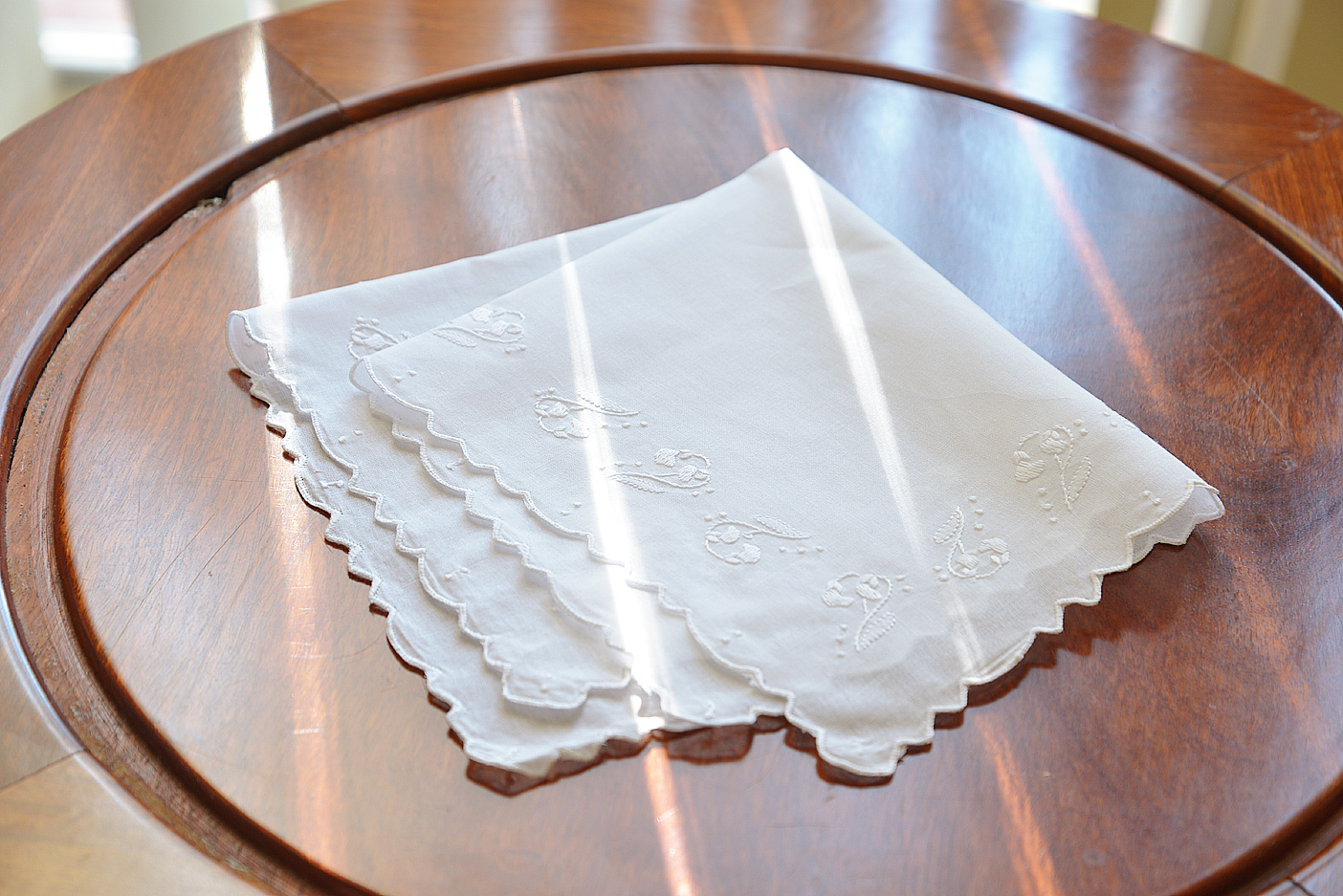 Embroidered Handkerchief. Lily of the Valley