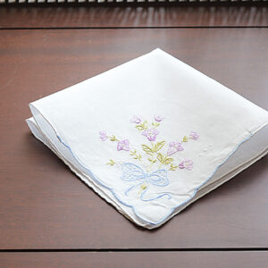 Embroidered Lavender & Roses Handkerchief. #1103