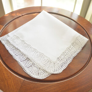 Large Handkerchief with Lace Trims. 20″x20″.