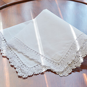 Classic Lace Handkerchief with Double Hemstitches & Lace Trims.# 2061