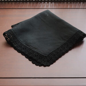 Lace Handkerchief. Black Colored with Lace Trims