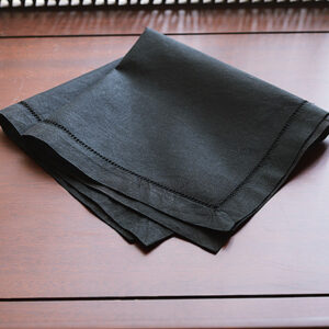 Cotton Hemstitch Handkerchief. Black Colored. 13″