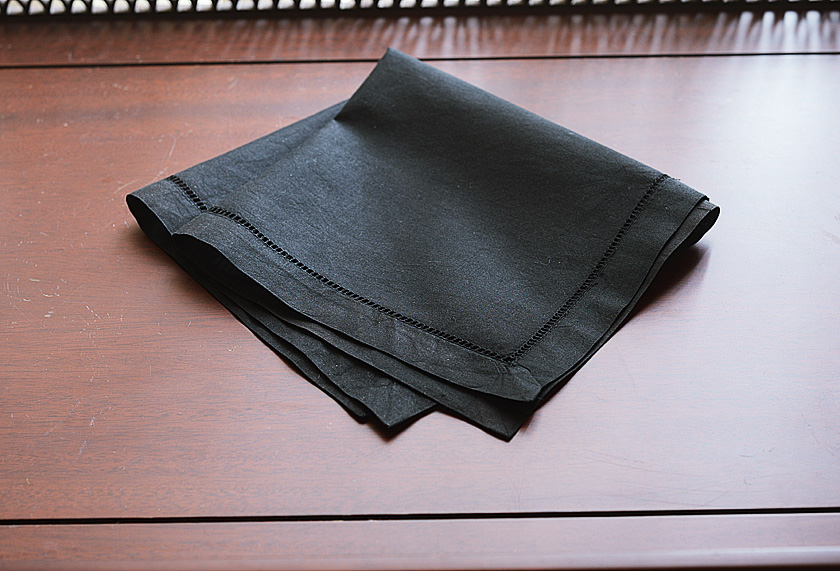 black hemstitch handkerchief