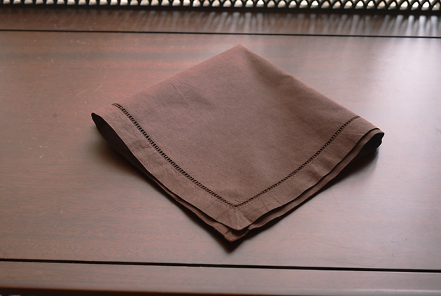 Chocolate Fondant hemstitch handkerchief.