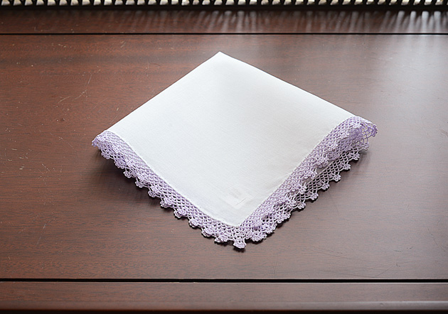 Lavender Fog Lace Trim Handkerchief