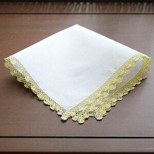 Yellow Pear Colored Lace Trims Handkerchief. 12″