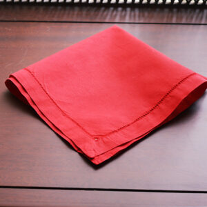 Cotton Hemstitch Handkerchief. Red Colored. 13″