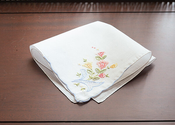 Embroidered Handkerchief with Multicolored Roses