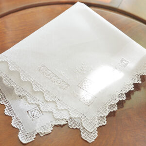 Classic Lace Hemstitch Handkerchief. Fancy Hemstitch on all four corners. Belgium