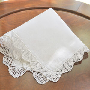 Classic Lace Handkerchief with “Stars” Lace. # 2002 12″x12″